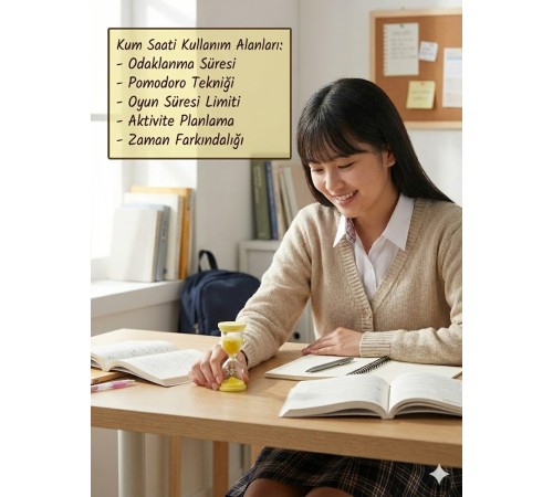 10 Dakika SARI Kum Saati - Dekoratif Cam Zamanlayıcı -Mutfak, Ders ve Oyun Süre Ölçer