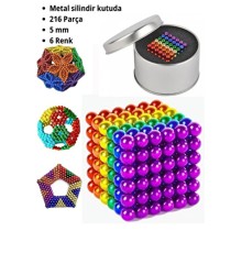 216 Adet 5mm Manyetik Top Seti Sihirli Miknatisli Küp Yapi Oyuncak Stres Rahatlama Eglenceli