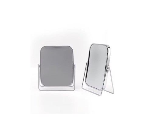 Gümüş Renk Ayarlanabilir KARE Metal Ayaklı Masa Üstü Makyaj Aynası –360° Döner,Şık Dekoratif Tasarım