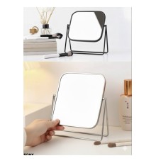 Gümüş Renk Ayarlanabilir KARE Metal Ayaklı Masa Üstü Makyaj Aynası –360° Döner,Şık Dekoratif Tasarım