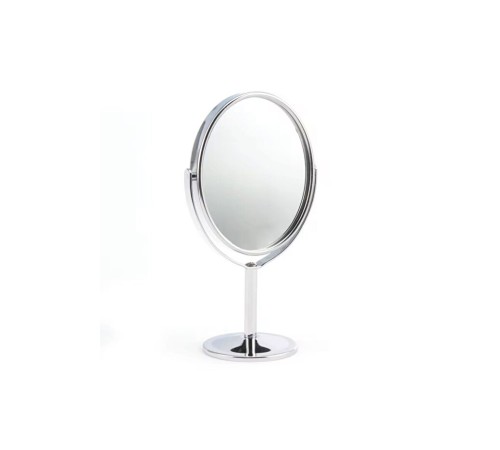Oval Masaüstü Ayaklı 360° Dönebilen, İşyeri, Seyahat İçin Mini Krom Ayna 15X25CM