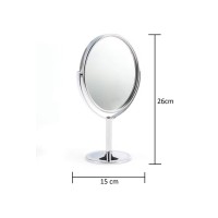 Oval Masaüstü Ayaklı 360° Dönebilen, İşyeri, Seyahat İçin Mini Krom Ayna 15X25CM