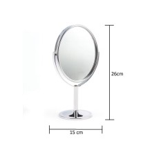 Oval Masaüstü Ayaklı 360° Dönebilen, İşyeri, Seyahat İçin Mini Krom Ayna 15X25CM