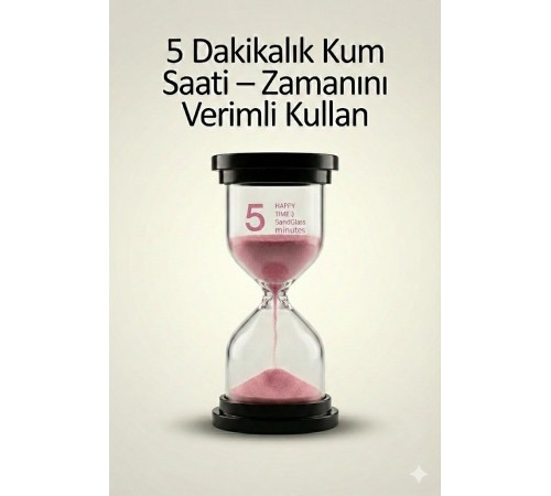 5 Dakikalık Kum Saati Zamanlayıcı – PEMBE Dekoratif Masa Saati 4 Renk Seçeneği