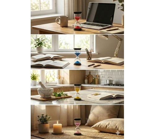 5 Dakikalık Kum Saati Zamanlayıcı – PEMBE Dekoratif Masa Saati 4 Renk Seçeneği