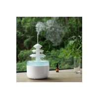 3 Katlı Şelale YAĞMUR Tasarımlı Ultrasonik Aroma Difüzör – 6 Renk LED Işıklı Hava Nemlendirici