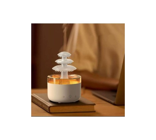 3 Katlı Şelale YAĞMUR Tasarımlı Ultrasonik Aroma Difüzör – 6 Renk LED Işıklı Hava Nemlendirici