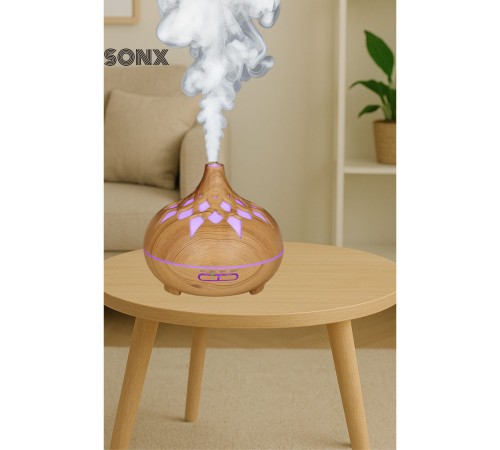 Aroma Difüzör Gece Işığı 7 Led DESENLİ Nemlendirici Kumandalı Buhar Makinesi 550 ml