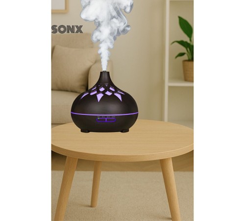 sonx Aroma Difüzör Gece Işığı 7 Led DESENLİ Nemlendirici Kumandalı Buhar Makinesi 550 ml