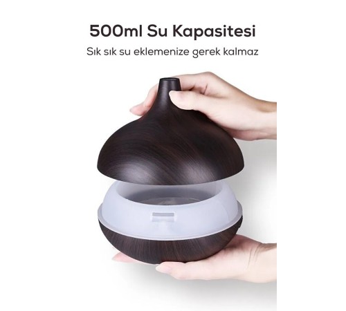 Aroma Difüzör Gece Işığı BEYAZ PARKE DESEN 7 Led Nemlendirici Kumandalı 550 ml Buhar Makinesi