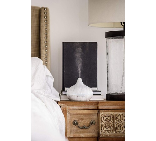 Aroma Difüzör Gece Işığı BEYAZ PARKE DESEN 7 Led Nemlendirici Kumandalı 550 ml Buhar Makinesi