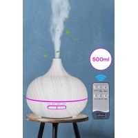 Aroma Difüzör Gece Işığı BEYAZ PARKE DESEN 7 Led Nemlendirici Kumandalı 550 ml Buhar Makinesi