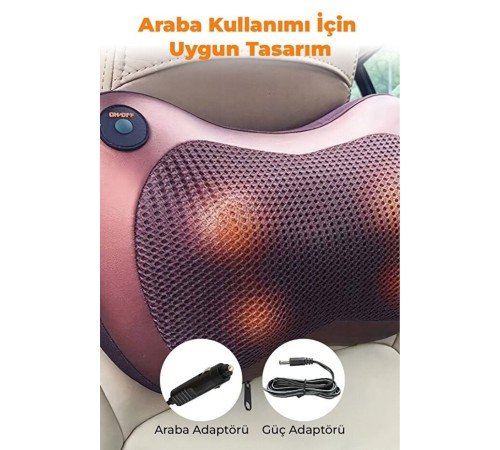 Boyun Yoğurmalı Ve Isıtmalı Çok Fonksiyonlu Masaj Yastığı-8 Toplu Sırt, Bel, Bacak Masaj Aleti