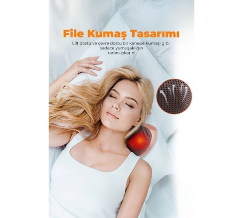 Boyun Yoğurmalı Ve Isıtmalı Çok Fonksiyonlu Masaj Yastığı-8 Toplu Sırt, Bel, Bacak Masaj Aleti