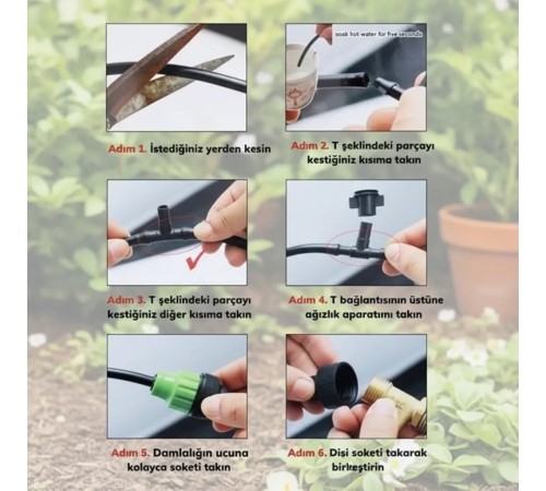 10 Metre Kendin Yap Açık Alan Serinletme Sistemi - Nozzle Başlıklı Bahçe Ve Teras Nemlendirme Seti