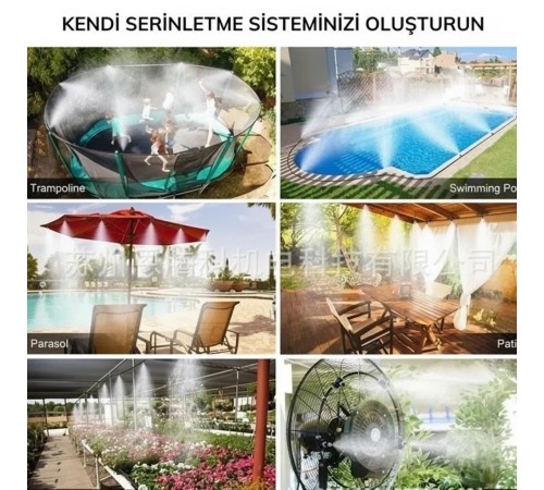 10 Metre Kendin Yap Açık Alan Serinletme Sistemi - Nozzle Başlıklı Bahçe Ve Teras Nemlendirme Seti