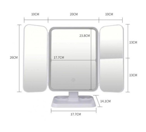 2 Kapaklı,3 Farklı Dokunmatik Led Ayarlı USB Şarj ile Şarj Olabilen Makyaj Aynası