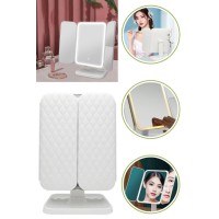  2 Kapaklı,3 Farklı Dokunmatik Led Ayarlı USB Şarj ile Şarj Olabilen Makyaj Aynası
