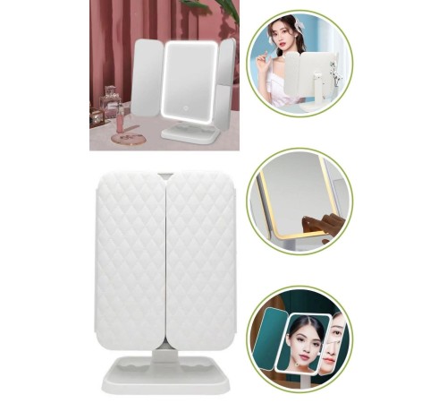 2 Kapaklı,3 Farklı Dokunmatik Led Ayarlı USB Şarj ile Şarj Olabilen Makyaj Aynası