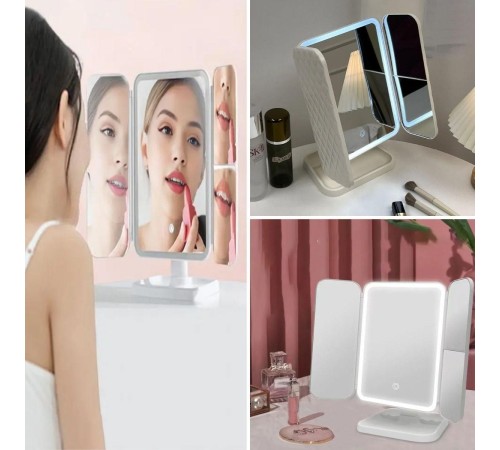 2 Kapaklı,3 Farklı Dokunmatik Led Ayarlı USB Şarj ile Şarj Olabilen Makyaj Aynası