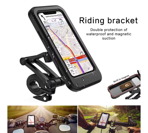 Motosiklet Bisiklet Su Geçirmez Manyetik Telefon Tutucu Gidon Navigasyon Kılıfı