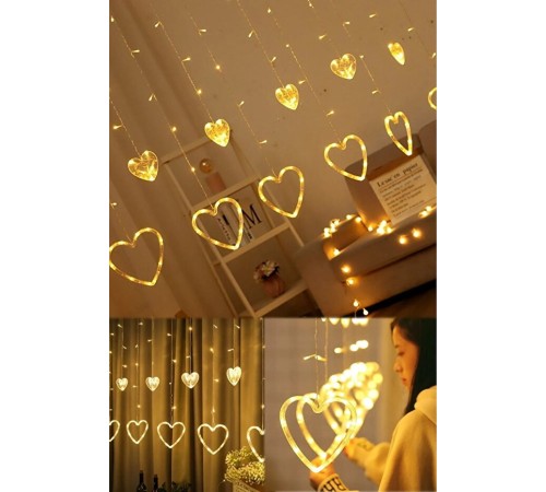 Asılabilir Sarkım Ledli Kalpli Modlu Dekoratif Ev Oda Bahçe Aydınlatma Sarkıtma Ledi