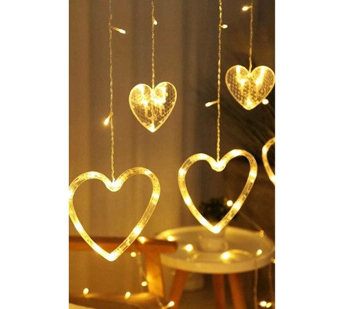 Asılabilir Sarkım Ledli Kalpli Modlu Dekoratif Ev Oda Bahçe Aydınlatma Sarkıtma Ledi
