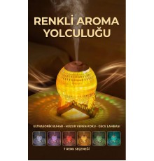 Renkli Kristal Küre Tasarımlı LED Işıklı Hava Nemlendirici – Sessiz Çalışma ve Ahşap Desenli Kapak