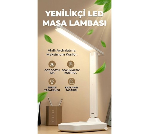 Katlanabilir Dokunmatik Kontrollü Göz Dostu Akıllı LED Masa Lambası – Enerji Tasarruflu