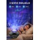 Galaksi Yıldız Projektörü ve Bluetooth Hoparlör  10 Renk Modlu Okyanus Dalgalı Gece & Disko  Lambası