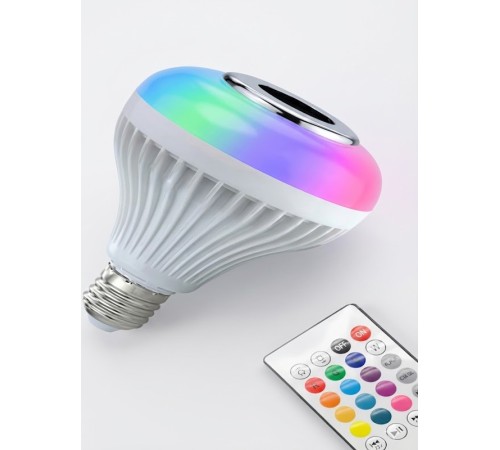 Bluetooth RGB LED Hoparlörlü Akıllı Ampul - Renkli Müzikli Lamba ve Kumanda