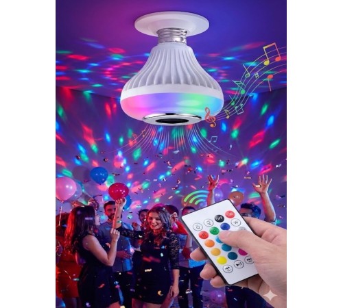 Bluetooth RGB LED Hoparlörlü Akıllı Ampul - Renkli Müzikli Lamba ve Kumanda