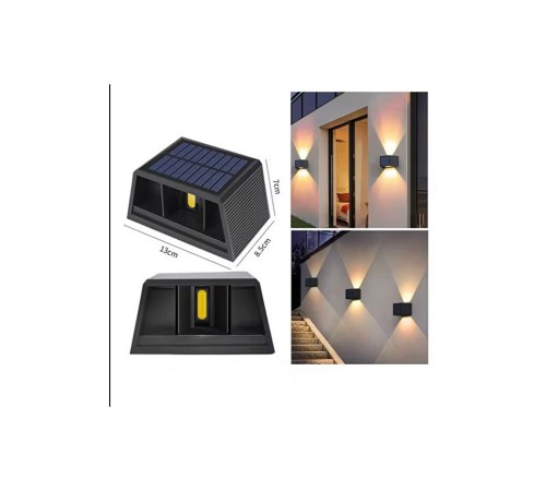 Güneş Enerjili Çift Yönlü Duvar Lambası - Bahçe ve Dış Mekan Aydınlatması