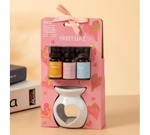 3’lü Aromaterapi Uçucu Yağ Seti ve Seramik Buhurdanlık – Rahatlatıcı Oda Kokusu & Spa Deneyimi