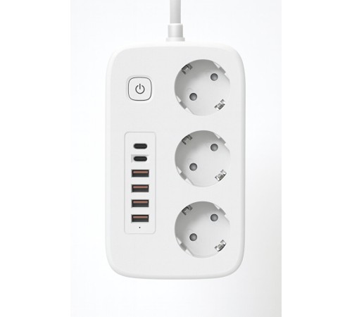2500W Çoklu Priz 2 METRE – 3’lü AC Priz +5 USB Çıkışı AKIM KORUMALI Alev Almayan Gövde